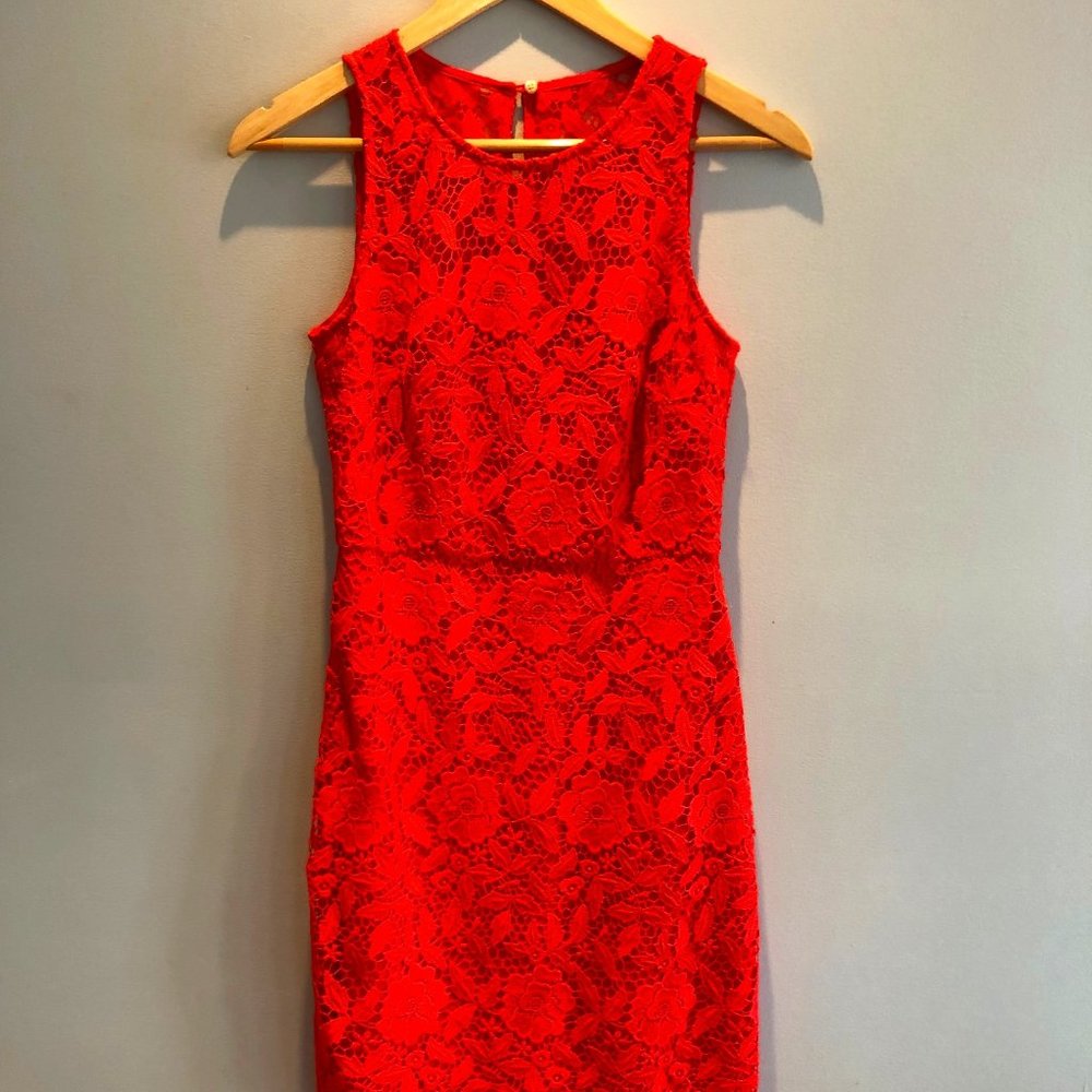 J. Crew Red Lace Summer Dress